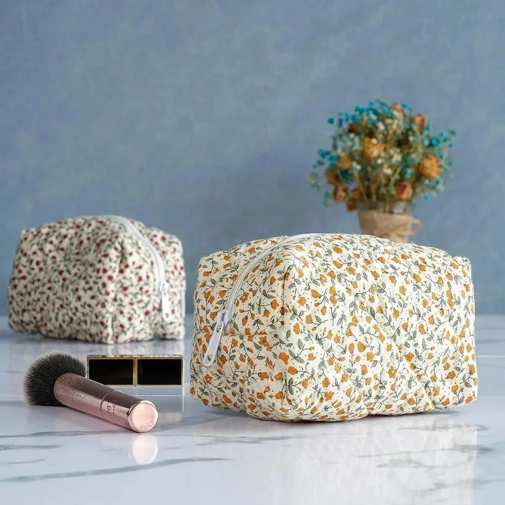 Floral Puffy Quilted Makeup Bag - Bakyat Store