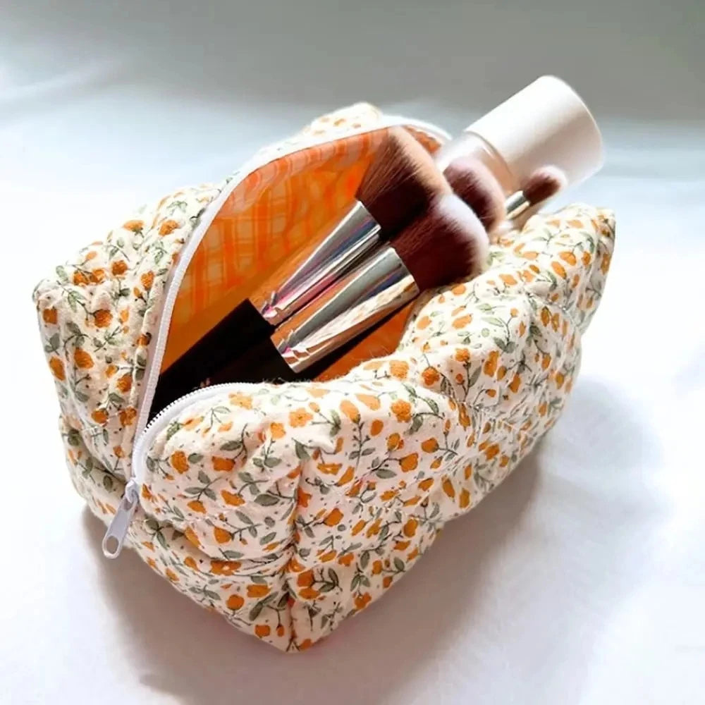 Floral Puffy Quilted Makeup Bag - Bakyat Store