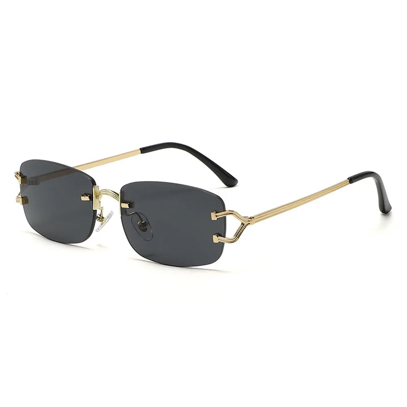 Small Narrow Rimless Sunglasses Fashion Frameless Rectangle Tinted Lens Eyewear - Bakyat Store