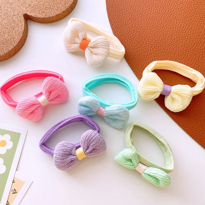 6PCS Sweet Baby Girl Hair Accessories Bows Flower Elastic Hair Bands - Bakyat Store