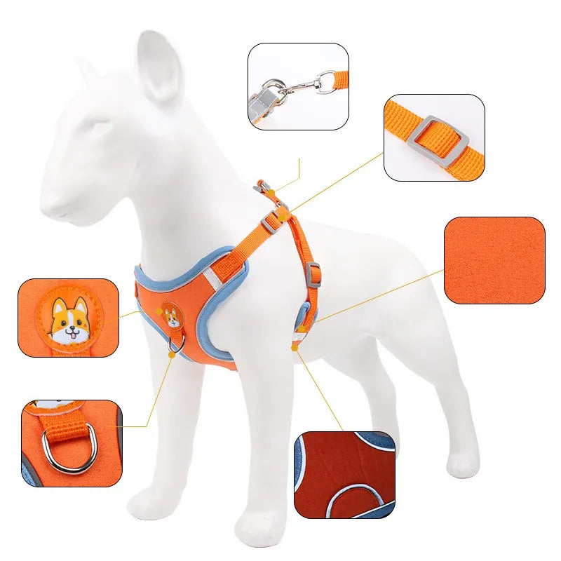 Dog Harness No-push Chest Vest Dog Harness and Leash Set Pets Accessories - Bakyat Store