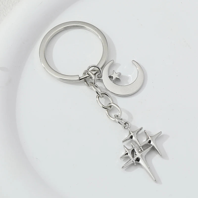 Keychains Star Moon Metal Key Rings - Bakyat Store