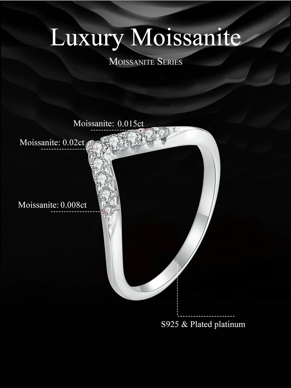 V-shape Moissanite Ring - Bakyat Store