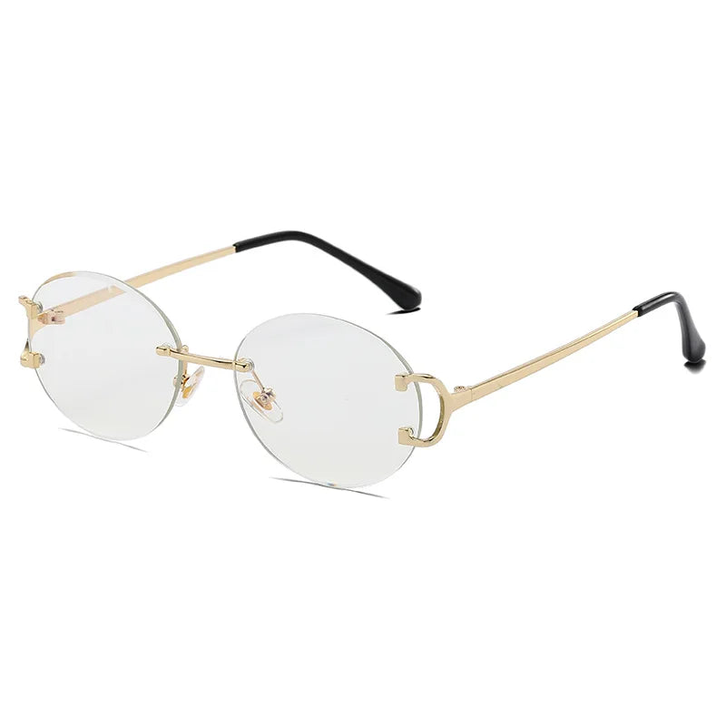 Trendy Oval Rimless Sunglasses - Bakyat Store