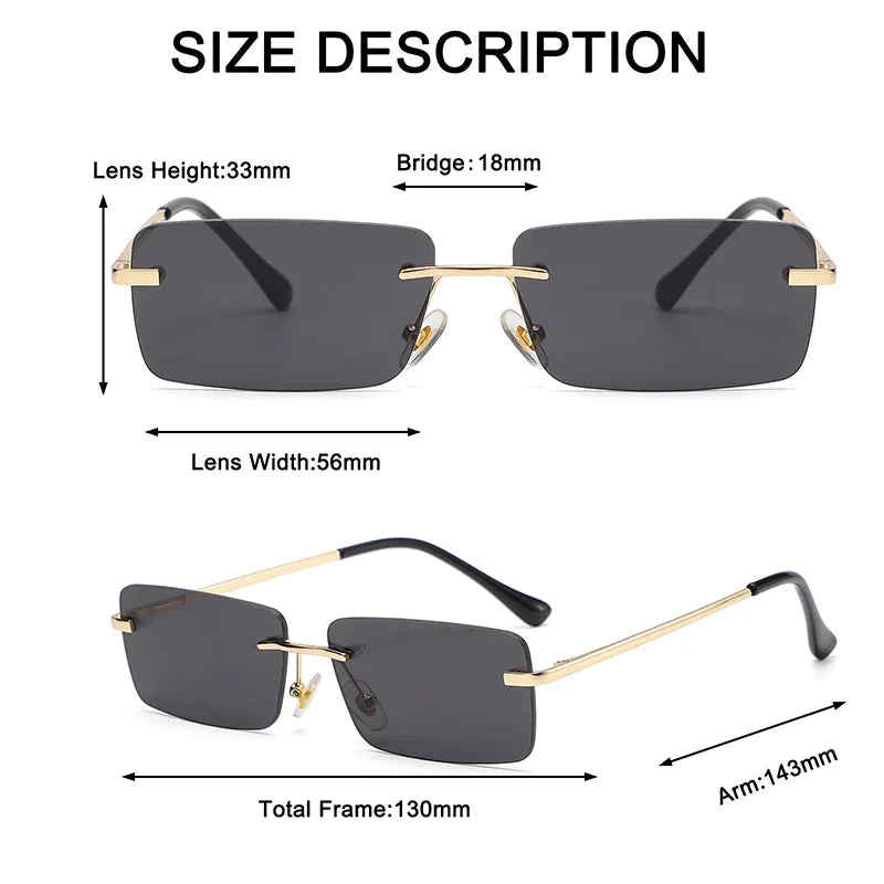 Small Square Rimless Sunglasses - Bakyat Store