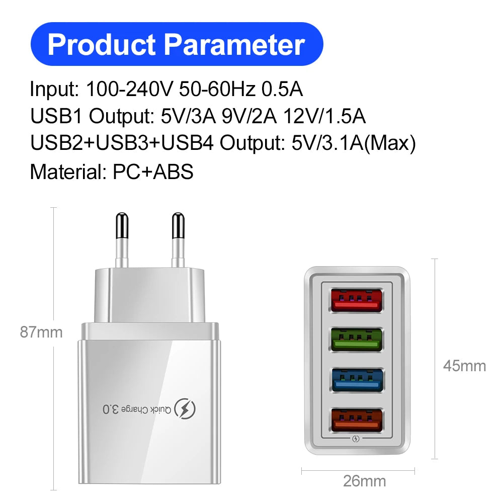 USB PD Charger Quick Charge 3.0 For iPhone Samsung Xiaomi Tablets Mobile Phone Charger Adapter EU/US Plug Fast Charging 2024 - Bakyat Store