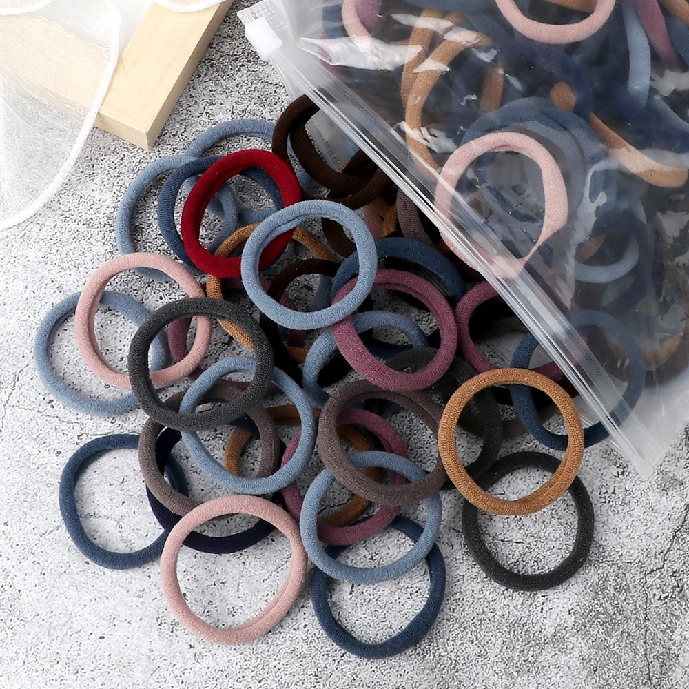 Mixed Colors Hair Bands 4cm Basic Hair Ties Elastic Headband - Bakyat Store