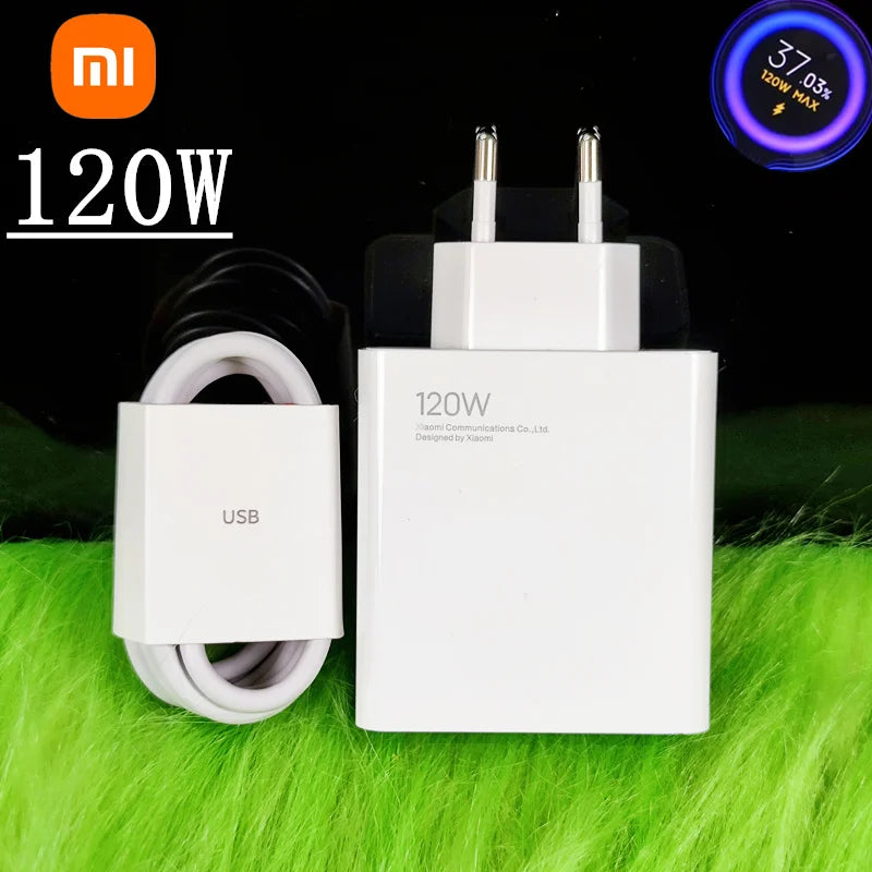 Xiaomi 11T Pro Charger 120W Original EU/US Turbo Quick charge 6A USB C cable For MI 12 pro ultranote 11t pro POCO X3 X4 M4 - Bakyat Store