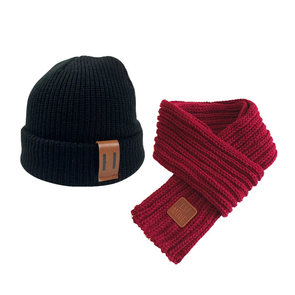 Knitted Baby Hat Scarf Set Winter Kids Beanie - Bakyat Store