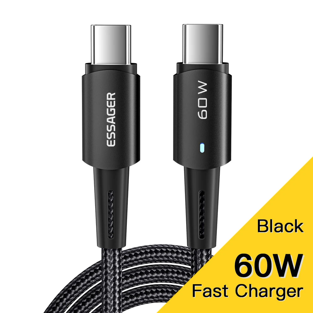 Essager 240W Super Fast Charge Type-C 67W Cable Quick Charge USB Cable 6A For Xiaomi 12Pro Redmi K50 Note 11Pro Black Shark 5Pro - Bakyat Store