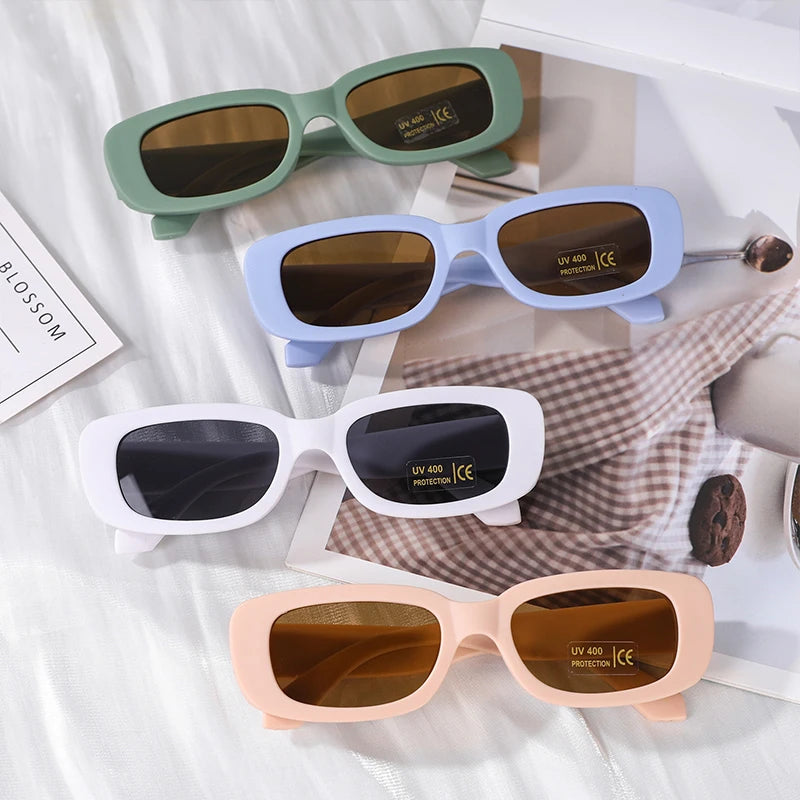 Children Cute Vintage Frosted Rectangle UV400 Sunglasses - Bakyat Store