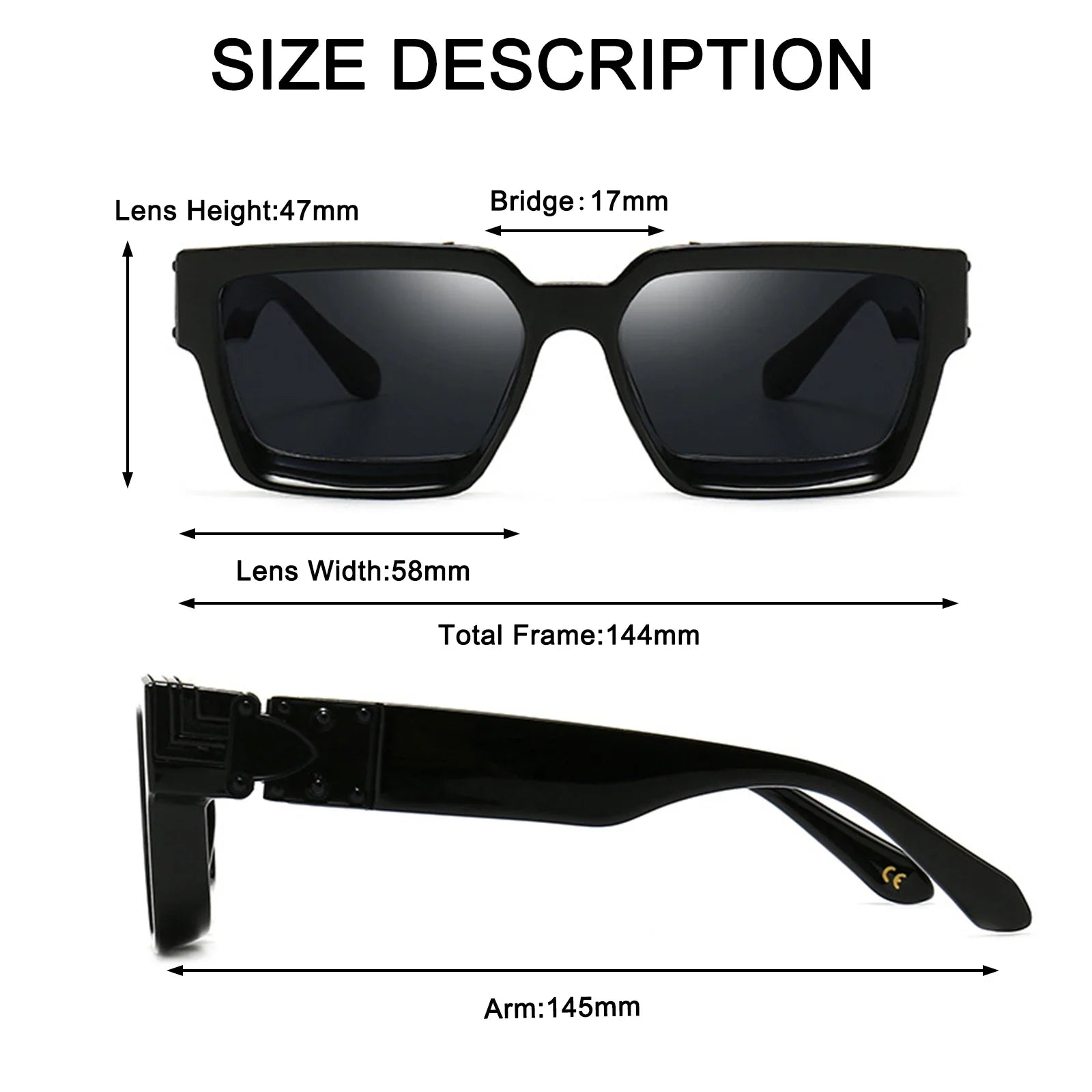 Square Thick Frame Luxury Oversized Sunglasses - Bakyat Store