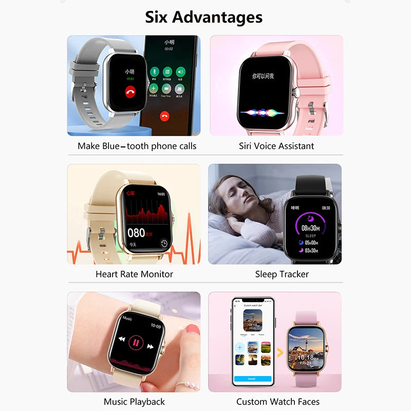 Sport Smart Watch Fitness Clock Health Monitor Waterproof Smartwatch Bluetooth Call Watches for Men Women IOS Xiaomi Huawei 2023 - Bakyat Store