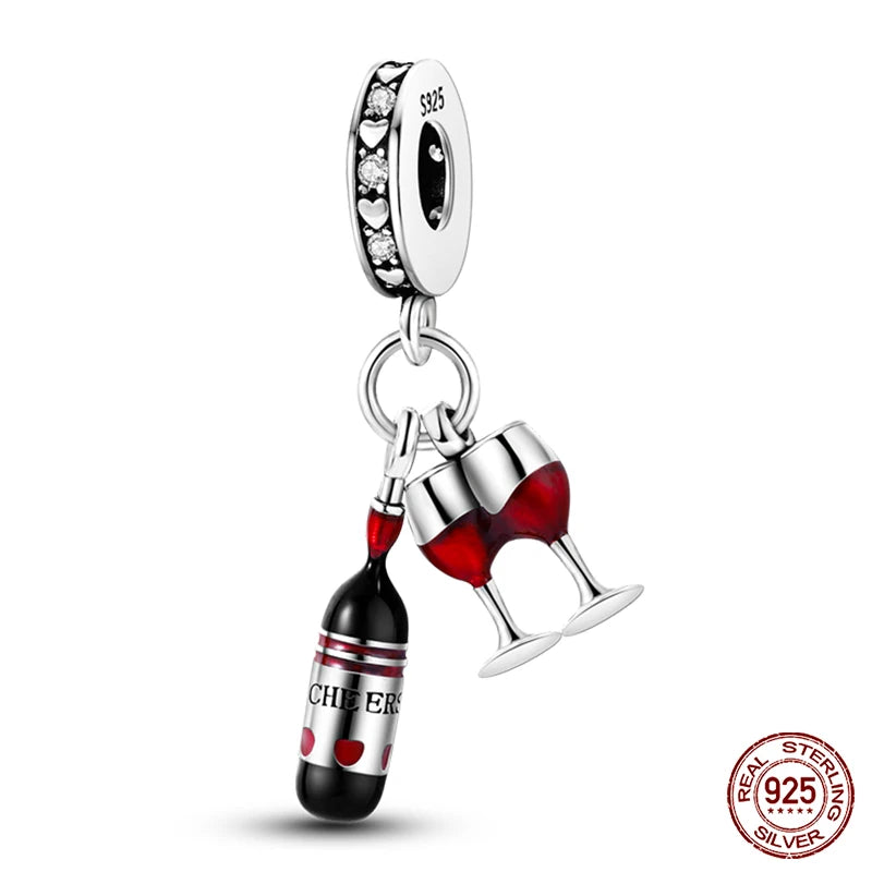 Silver bracelets Charms Beads Red Color Shapes - Bakyat Store