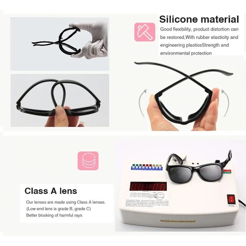 Polarized Sunglasses with Belt Flexible Durable Round Flower Silicone Frame Mirrored UV400 Lens - Bakyat Store