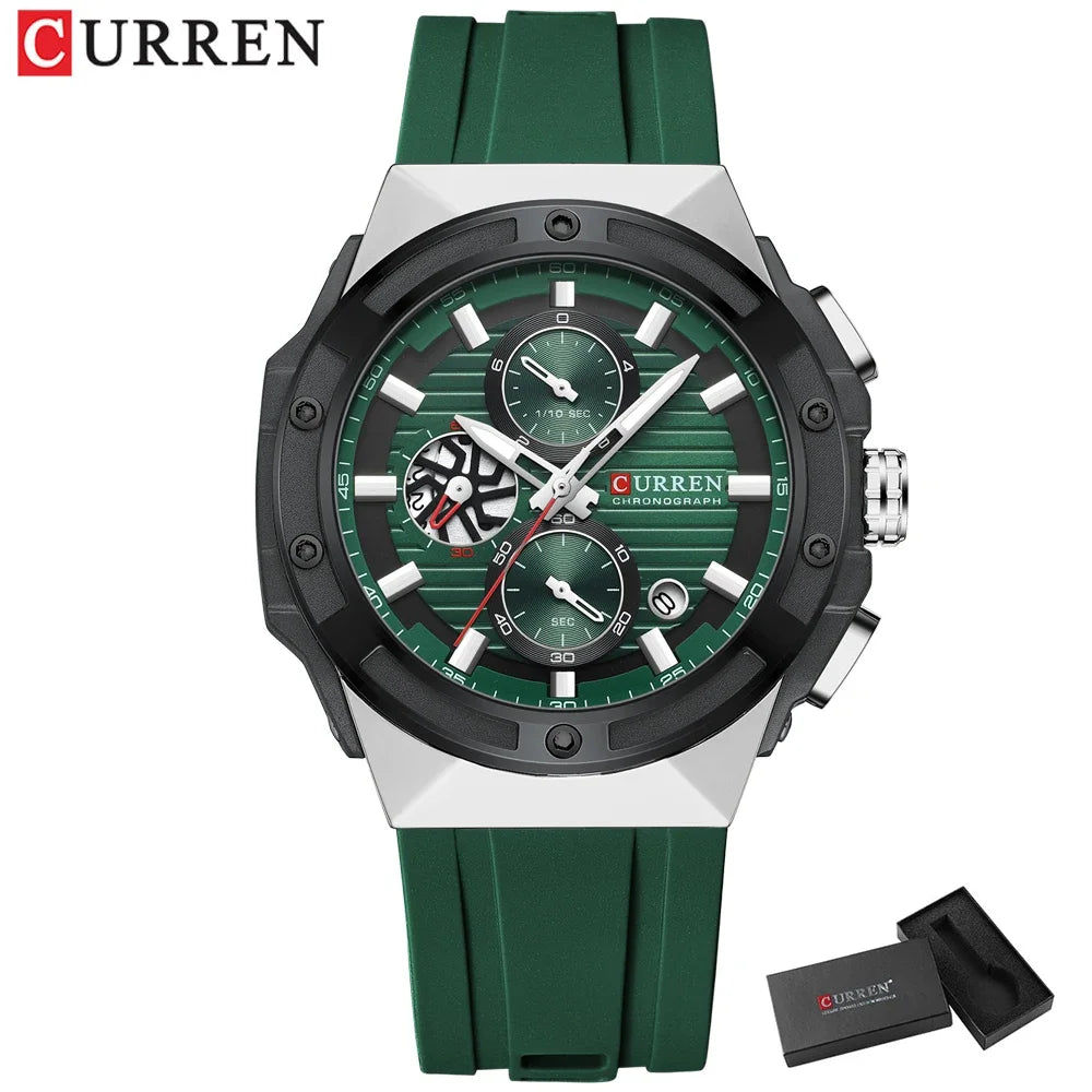 CURREN Brand New Design Men's Watches Silicone Band Military Quartz Wristwatches Fashion Waterproof Clock Relogio Masculino - Bakyat Store