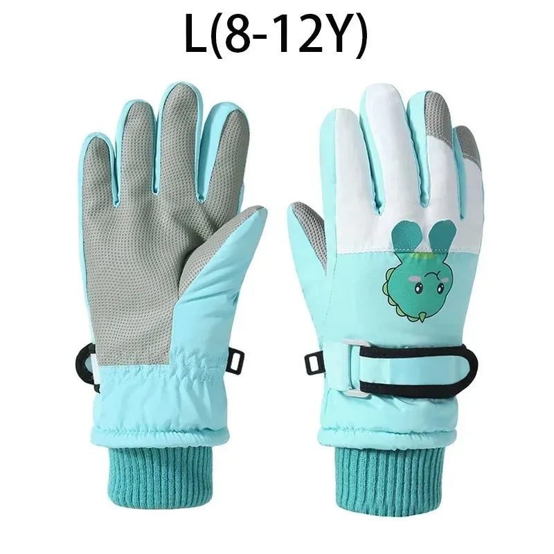 Cute Kids Winter Gloves for Girls Boys Thicken Windproof Children Ski Gloves Snow Sports Child Mittens for Snowboard 4-12Y - Bakyat Store