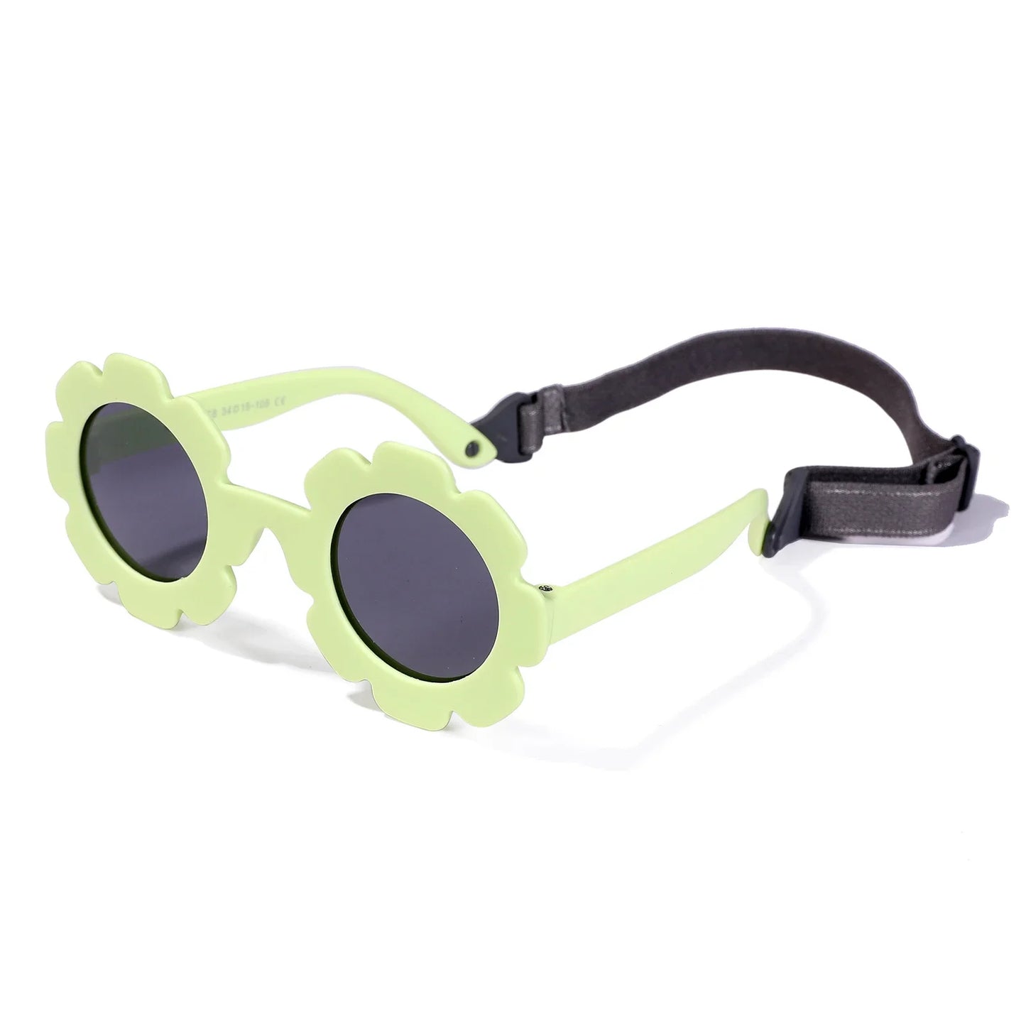 Polarized Sunglasses with Belt Flexible Durable Round Flower Silicone Frame Mirrored UV400 Lens - Bakyat Store