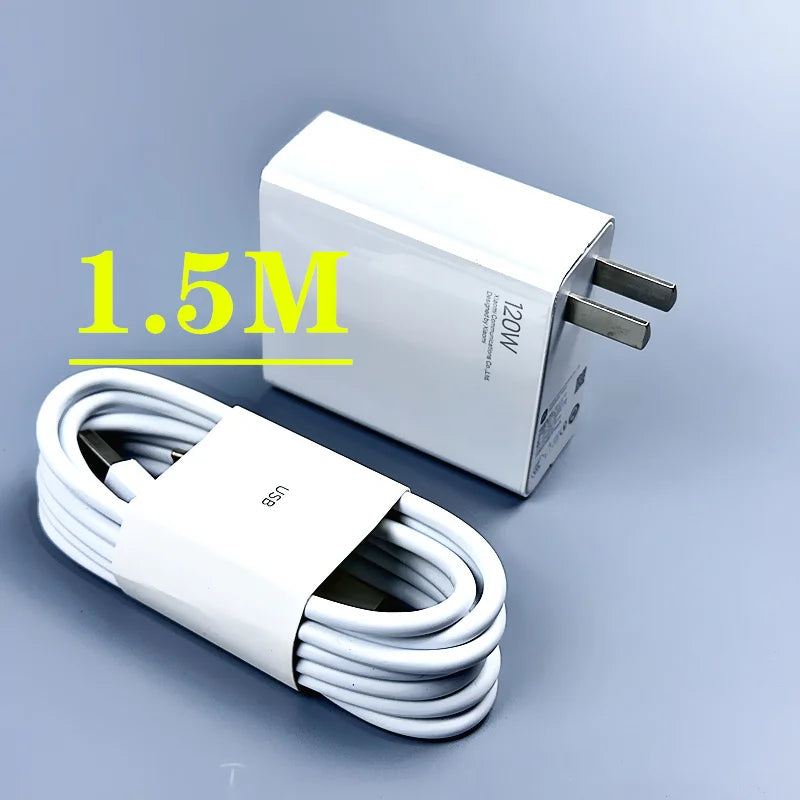 Xiaomi 11T Pro Charger 120W Original EU/US Turbo Quick charge 6A USB C cable For MI 12 pro ultranote 11t pro POCO X3 X4 M4 - Bakyat Store