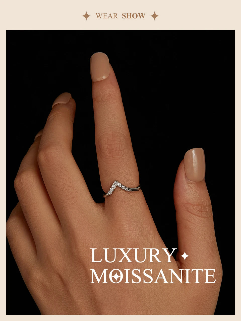 V-shape Moissanite Ring - Bakyat Store