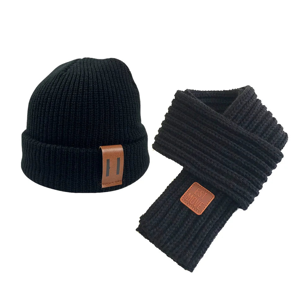 Knitted Baby Hat Scarf Set Winter Kids Beanie - Bakyat Store