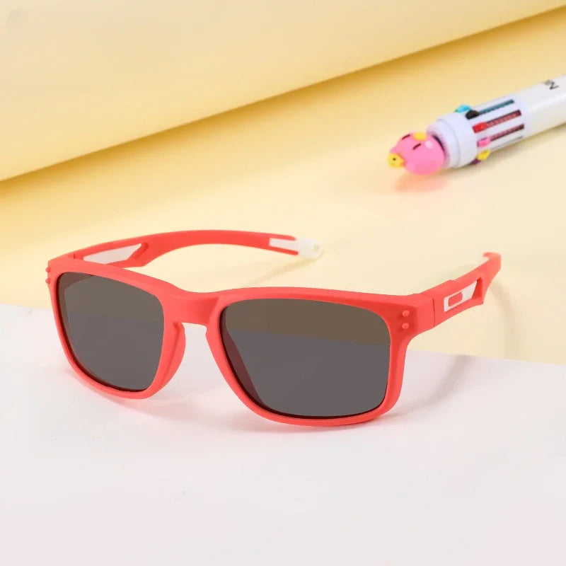 Outdoor Sports Kids Square Sunglasses, Flexible Silicone Glasses - Bakyat Store