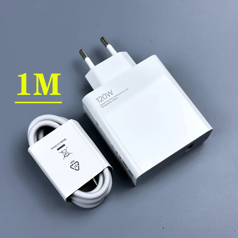 Xiaomi 11T Pro Charger 120W Original EU/US Turbo Quick charge 6A USB C cable For MI 12 pro ultranote 11t pro POCO X3 X4 M4 - Bakyat Store