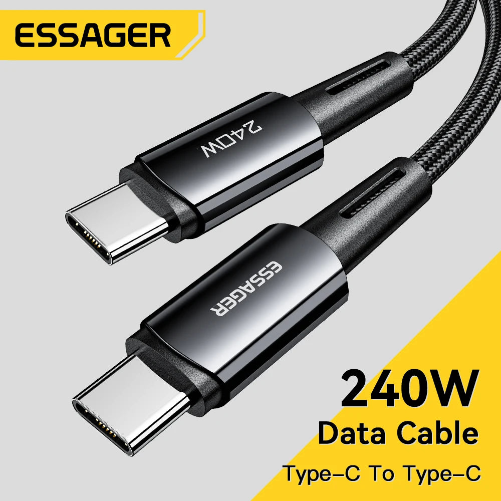 Essager 240W Super Fast Charge Type-C 67W Cable Quick Charge USB Cable 6A For Xiaomi 12Pro Redmi K50 Note 11Pro Black Shark 5Pro - Bakyat Store