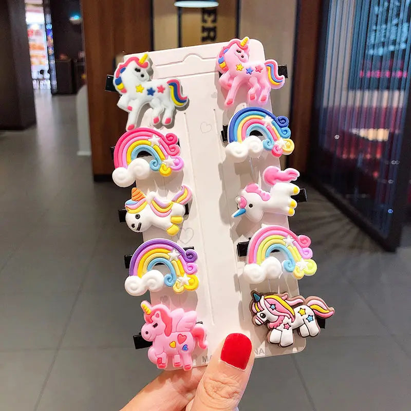 10PCS/Set New Girls Cute Cartoon Ice Cream Unicorn Hair Clips - Bakyat Store