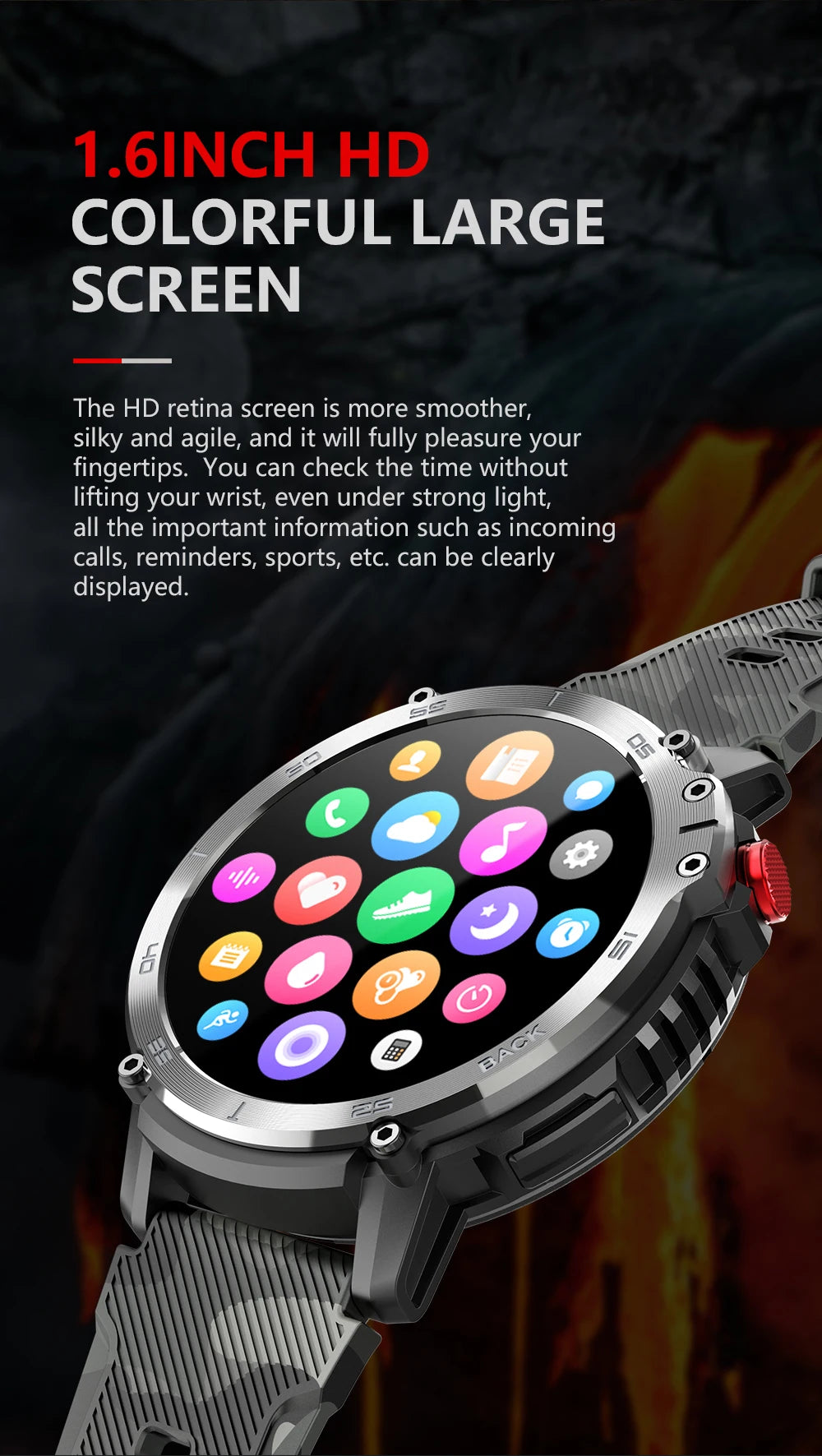 Military C22 Men's Smart Watch BT Call 4GB ROM Fitness Tracker 3ATM Waterproof Sport Smartwatch for Xiaomi Huawei IOS Phone 2023 - Bakyat Store