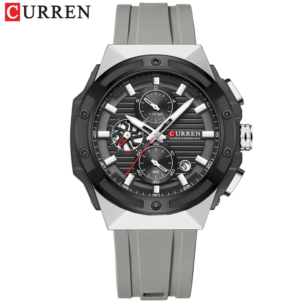 CURREN Brand New Design Men's Watches Silicone Band Military Quartz Wristwatches Fashion Waterproof Clock Relogio Masculino - Bakyat Store