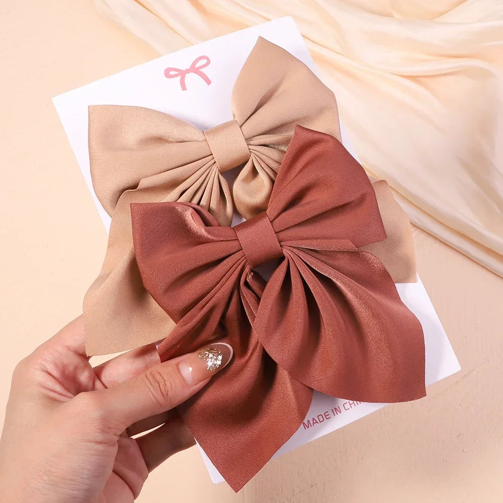 2Pcs/set Sweet Solid Bowknot Hair Clips - Bakyat Store