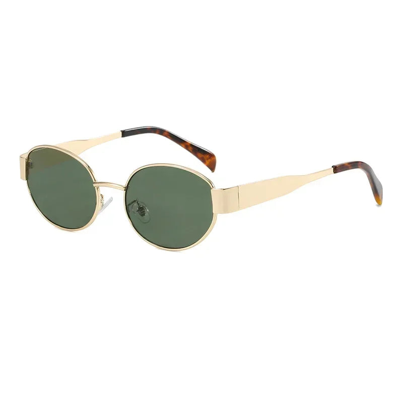 Oval Sunglasses for Women Men Trendy Small Metal Frame Sun Glasses - Bakyat Store