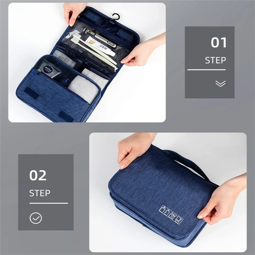 Portable Toiletry Washbag with Hanging Hook Waterproof Cosmetic Storage Bag - Bakyat Store