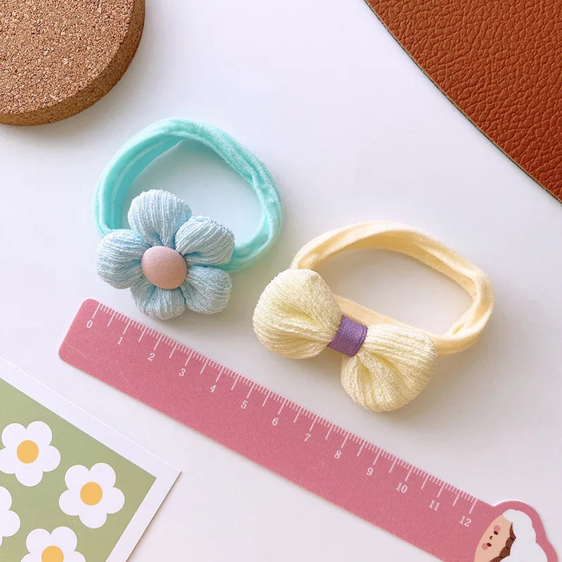 6PCS Sweet Baby Girl Hair Accessories Bows Flower Elastic Hair Bands - Bakyat Store