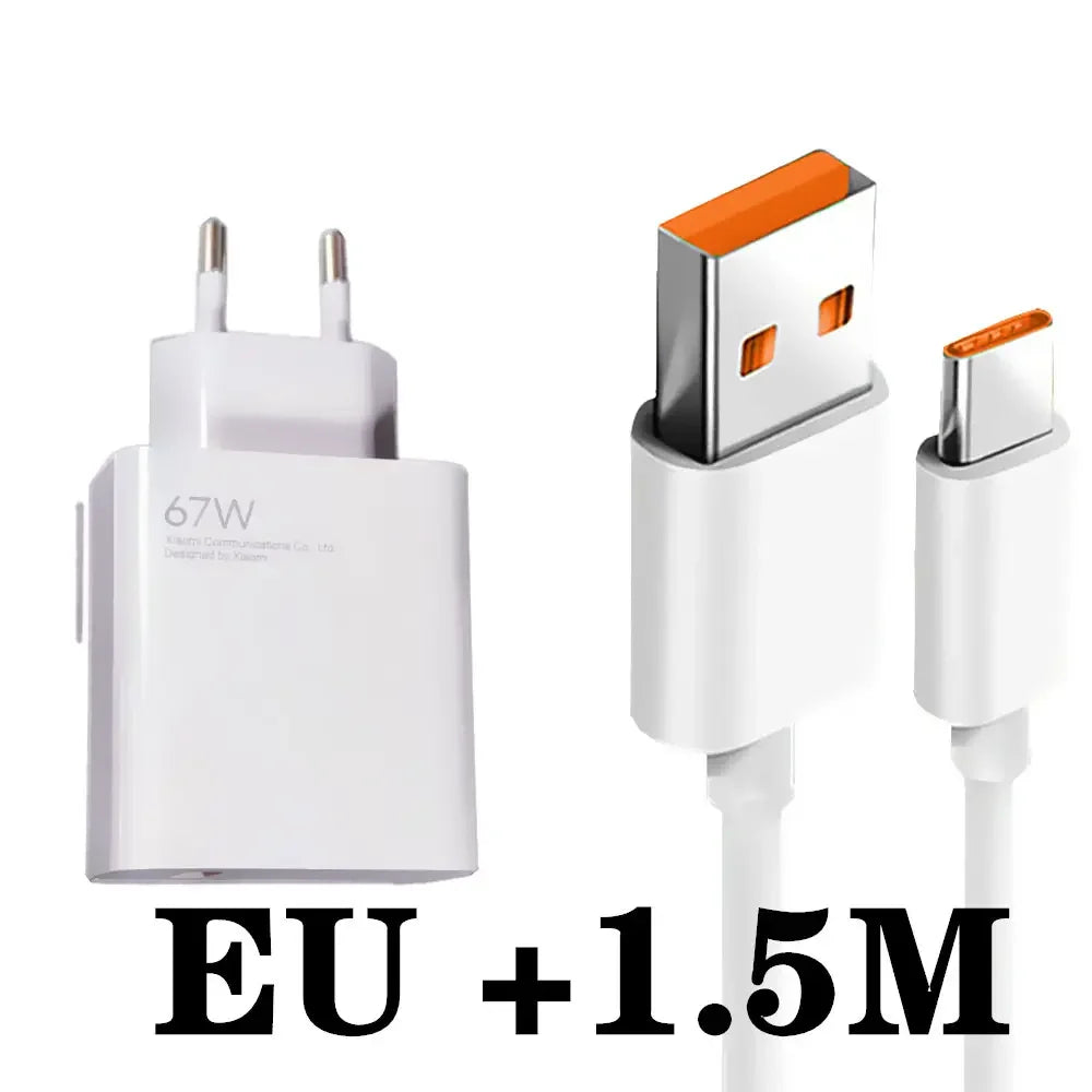 Original Xiaomi 67W Charger Turbo Fast Charge EU Adapter Usb Type C Cable For Redmi Note 13 Pro Mi 13 Lite K60 K60E K50 CIVI 3 2 - Bakyat Store