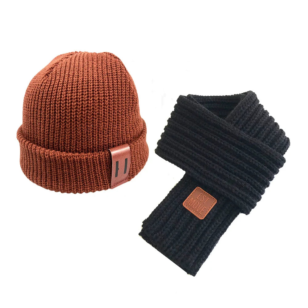 Knitted Baby Hat Scarf Set Winter Kids Beanie - Bakyat Store