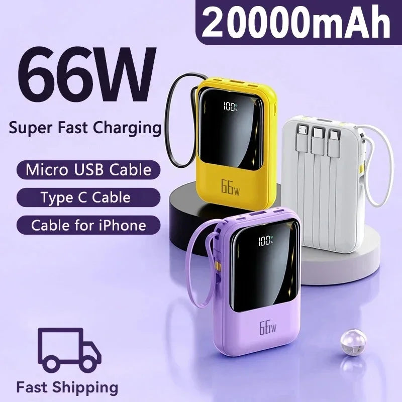 20000mah Fast Charging Power Bank Portable Mini Power Bank Screen Led Display - Bakyat Store