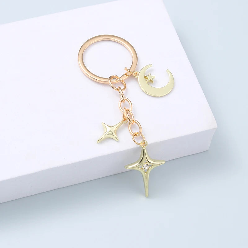 Keychains Star Moon Metal Key Rings - Bakyat Store