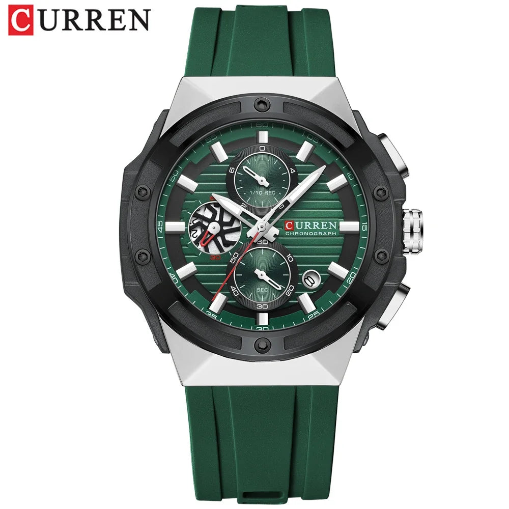 CURREN Brand New Design Men's Watches Silicone Band Military Quartz Wristwatches Fashion Waterproof Clock Relogio Masculino - Bakyat Store