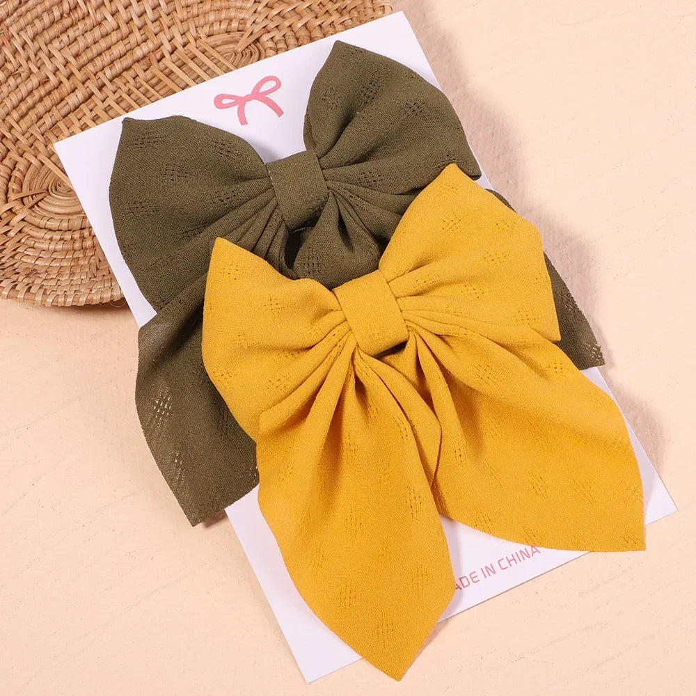 2Pcs/set Sweet Solid Bowknot Hair Clips - Bakyat Store