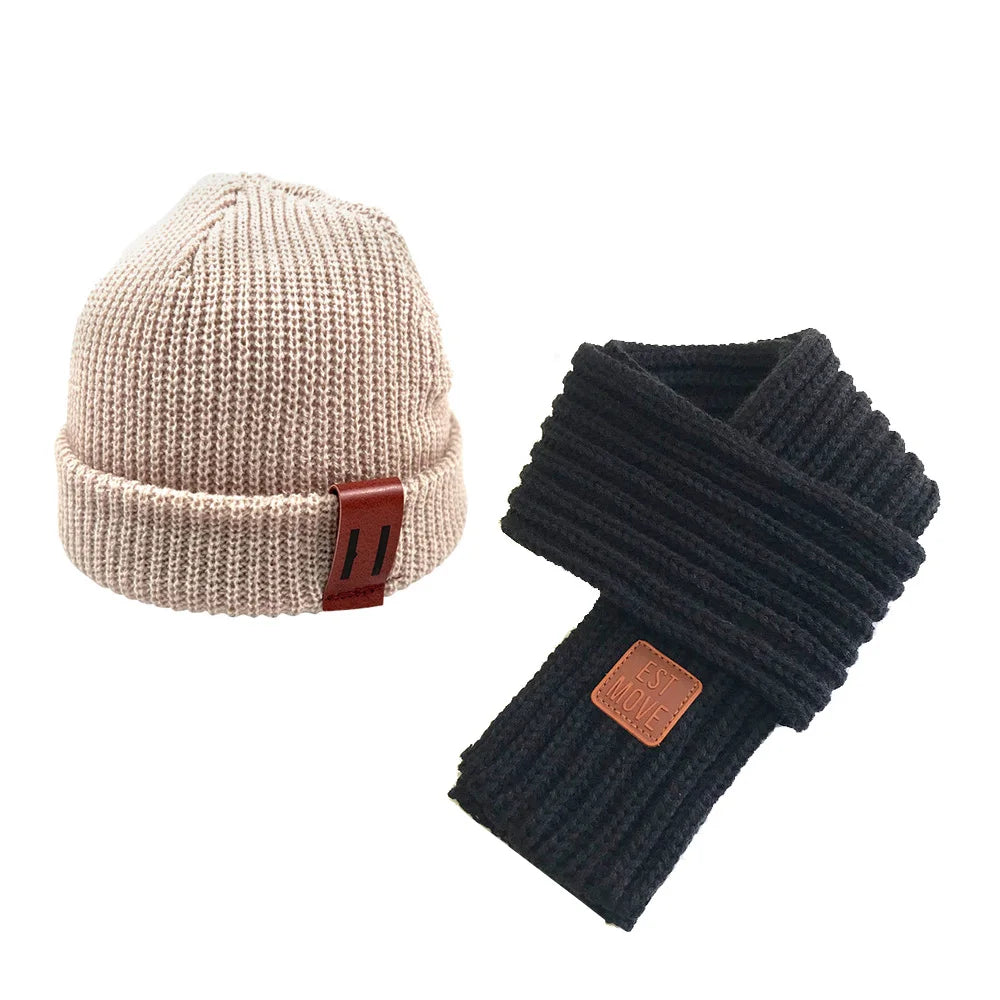 Knitted Baby Hat Scarf Set Winter Kids Beanie - Bakyat Store