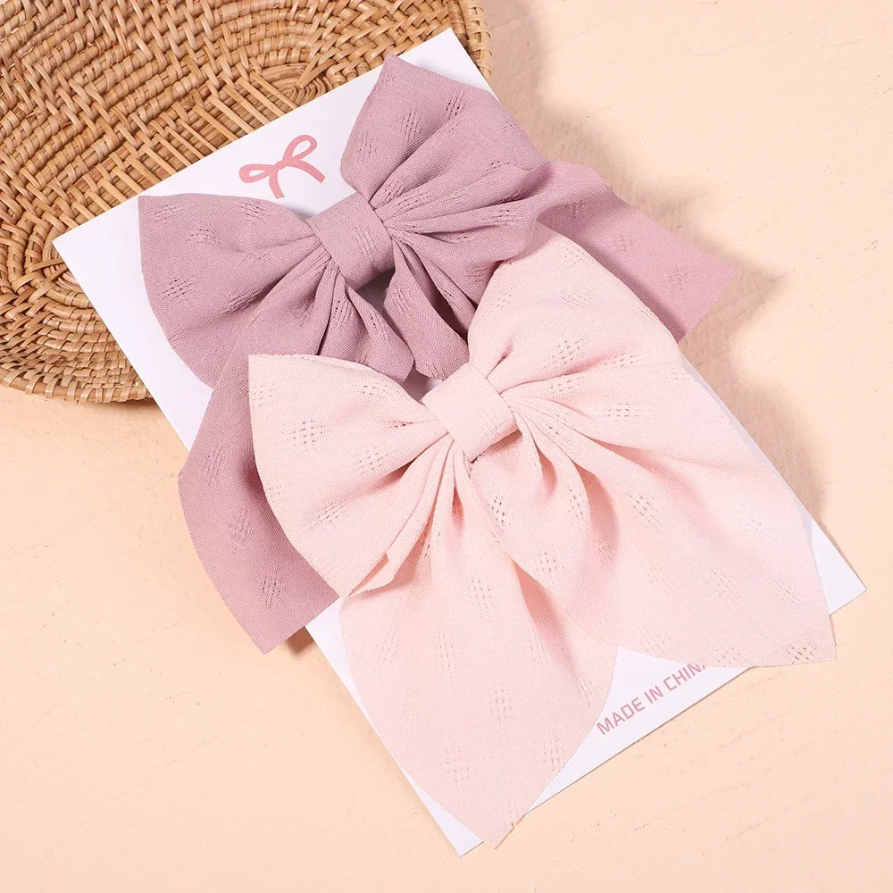 2Pcs/set Sweet Solid Bowknot Hair Clips - Bakyat Store