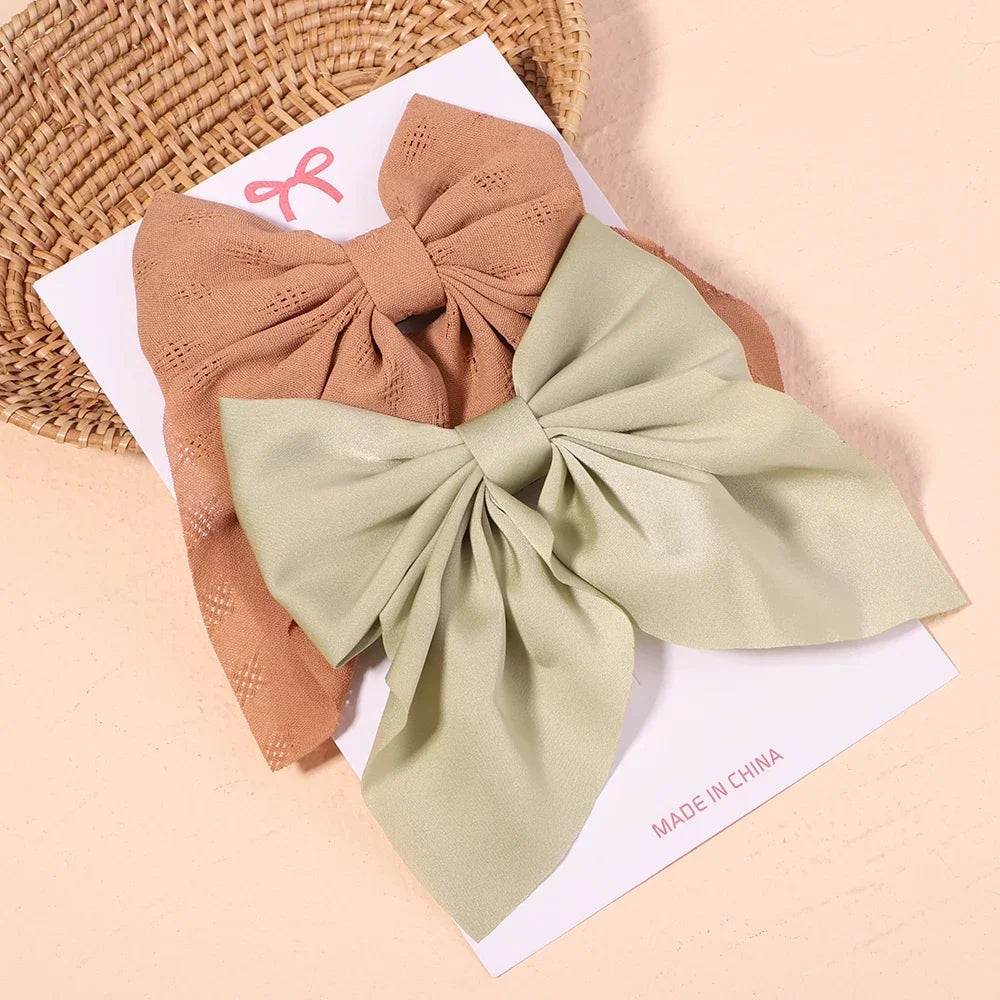 2Pcs/set Sweet Solid Bowknot Hair Clips - Bakyat Store