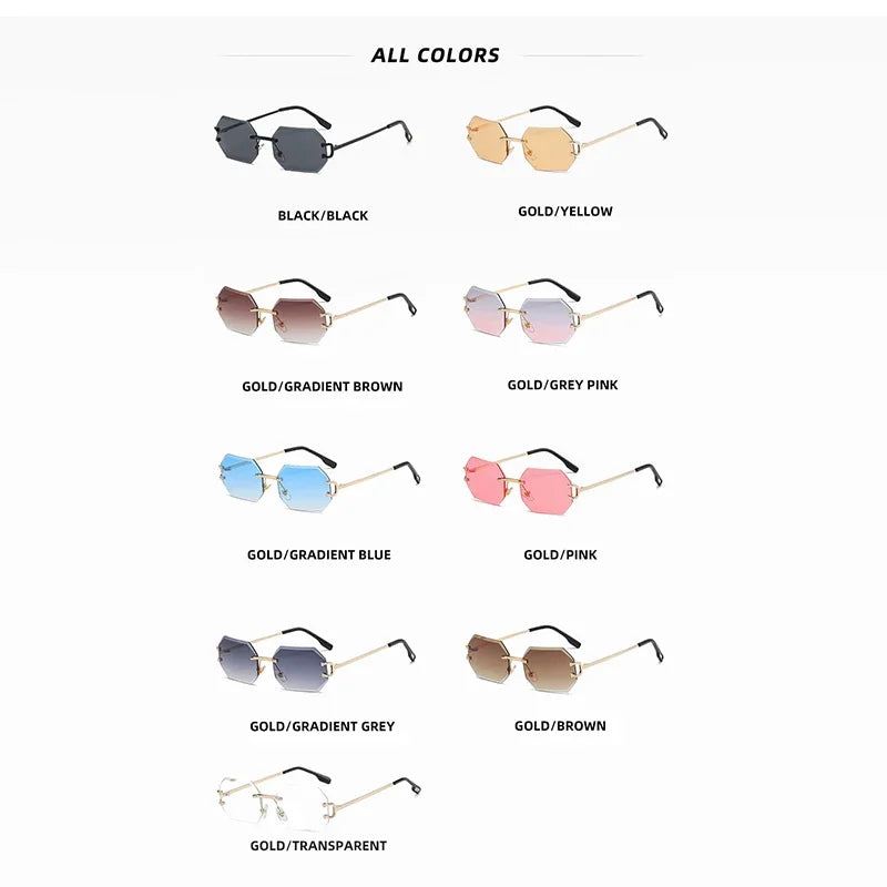 Rimless Polygon Sunglasses - Bakyat Store