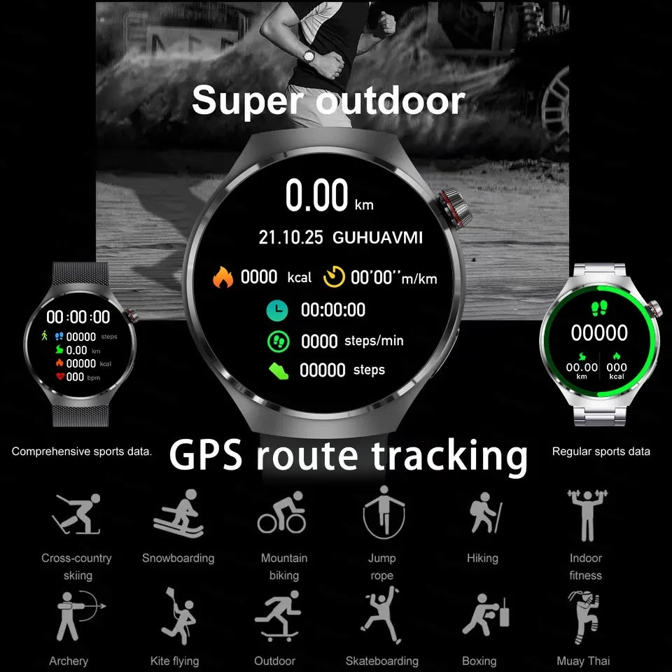 For HUAWEI GT4 Pro GPS NFC Smart Watch Men 360*360 AMOLED Screen Heart rate Bluetooth Call IP68 Waterproof Man Smartwatch 2024 - Bakyat Store