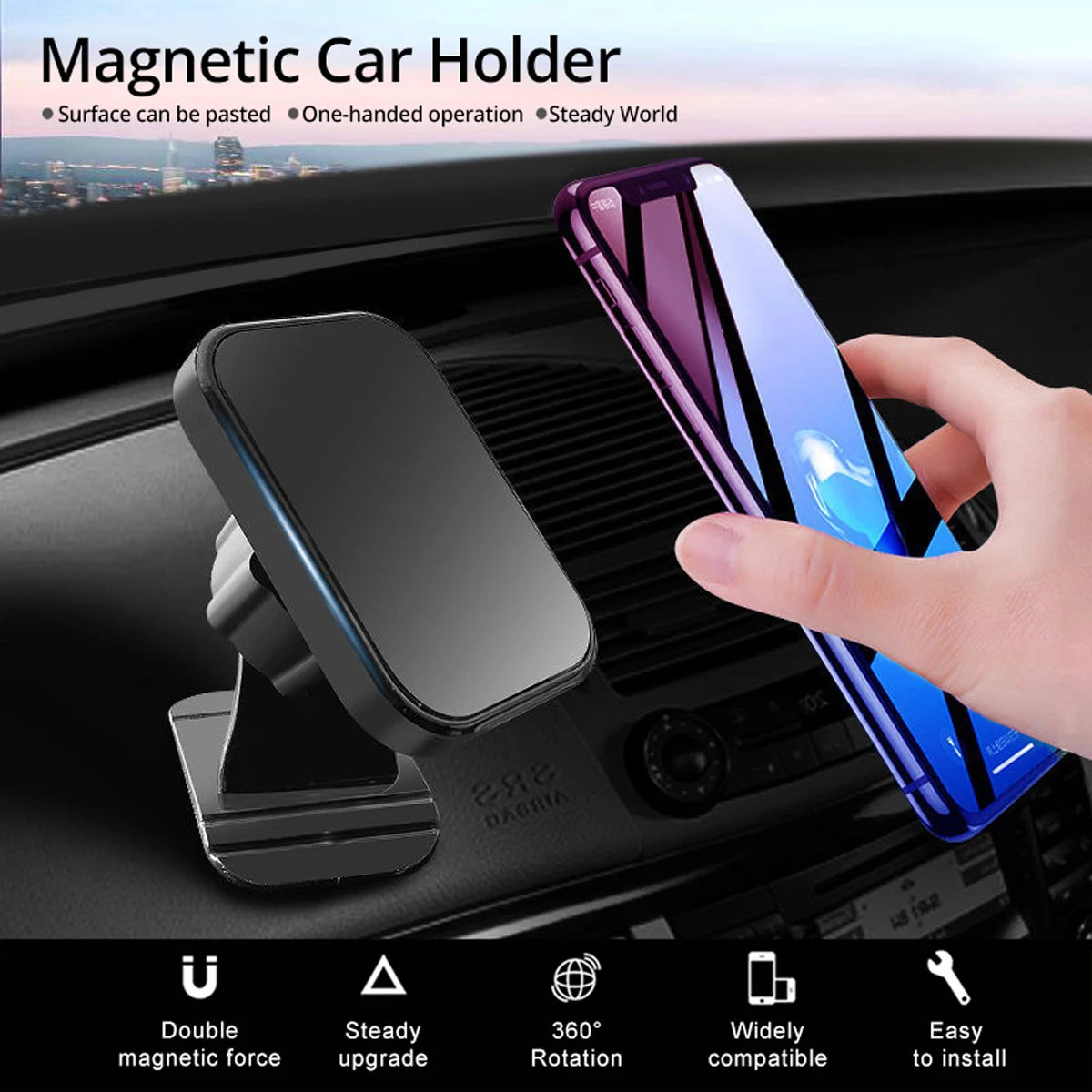 Magnetic Car Phone Holder Stand 360 Degree Mobile Cell Air Vent Magnet Mount - Bakyat Store