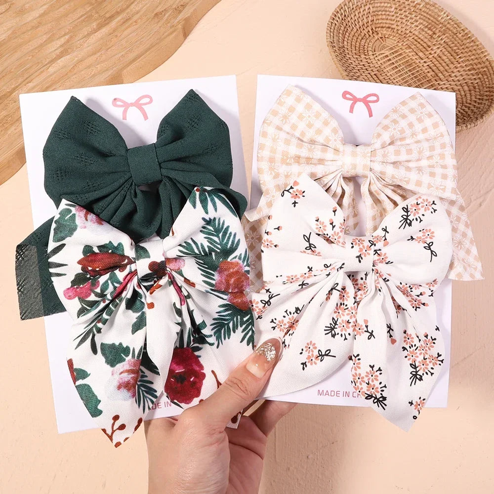 2Pcs/set Sweet Solid Bowknot Hair Clips - Bakyat Store